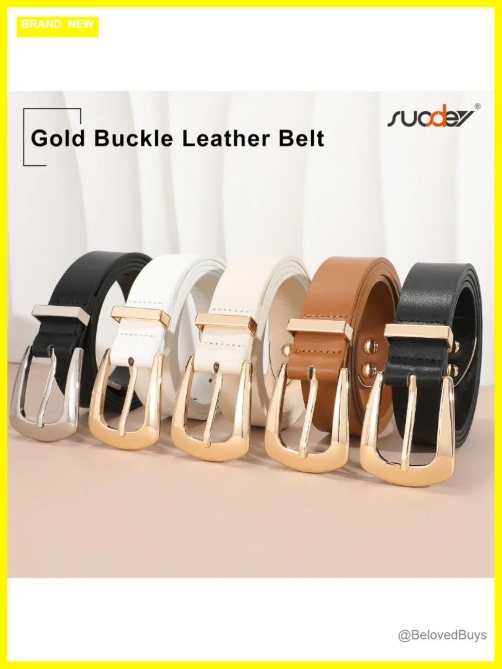 Women's Faux Leather Belt with Metal Buckle Western Style for Jeans & Dresses
